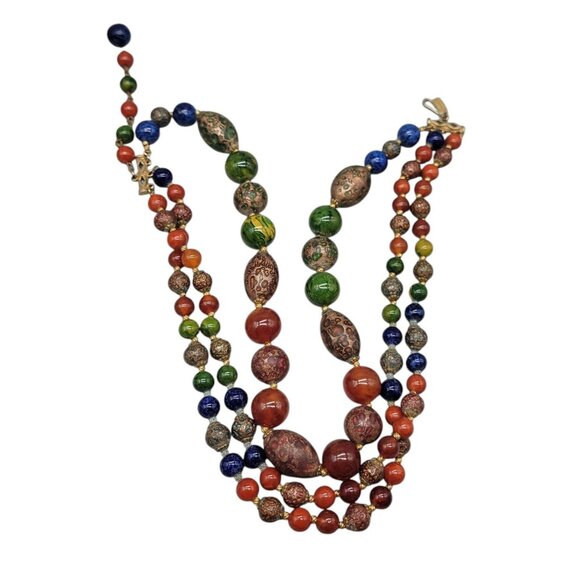 Hattie Carnegie Multistrand Beaded Choker Necklace 17" Multimedia Rare Signed - Picture 4 of 13